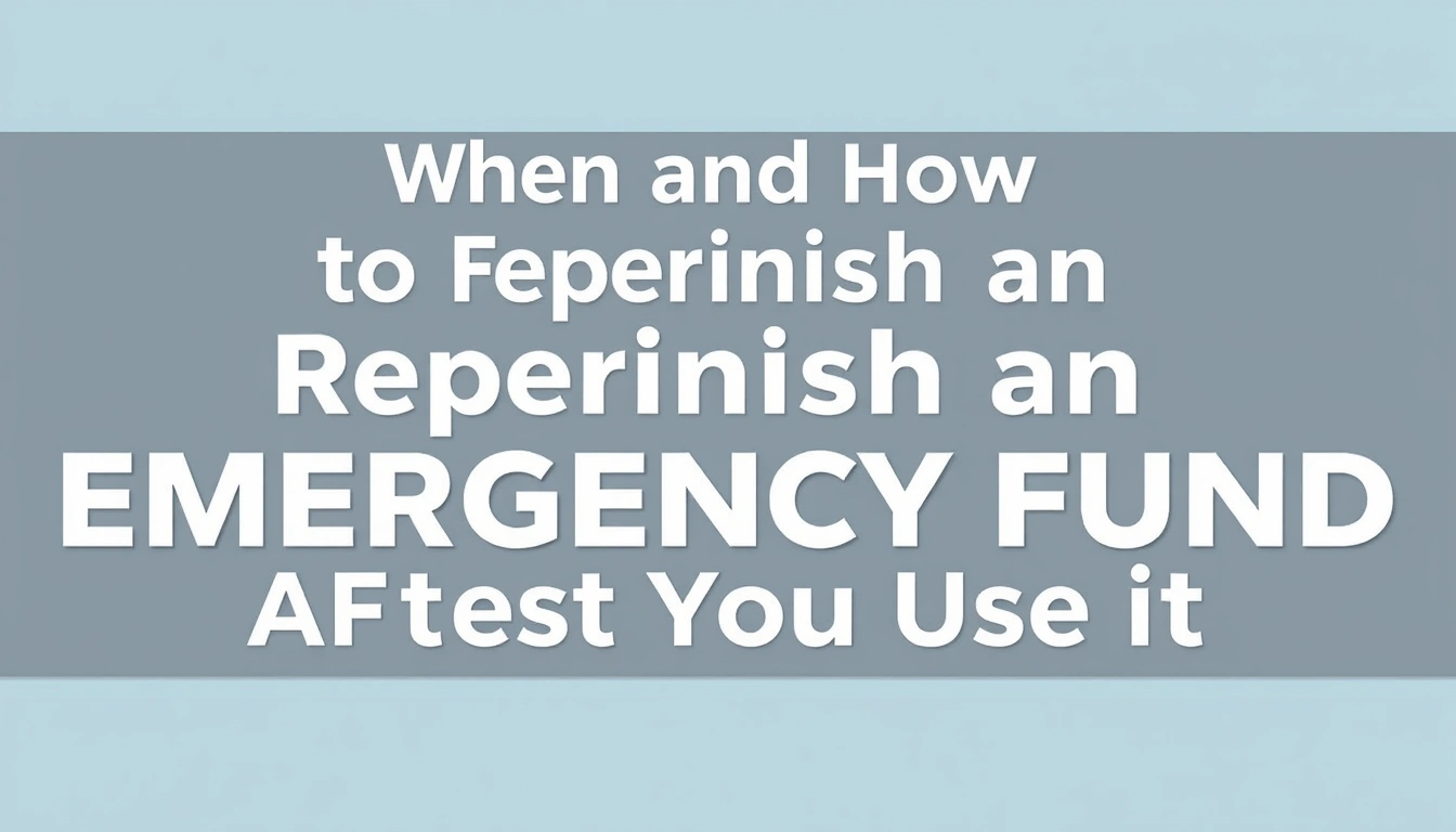 When and How to Replenish an Emergency Fund After You Use It When and How to Replenish an Emergency Fund After You Use It